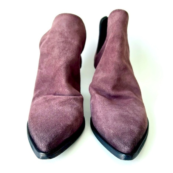 Golo Suede Tucson Ankle Boots Purple Eggplant Block Heel Western Back Zip Size 8 - Picture 5 of 13